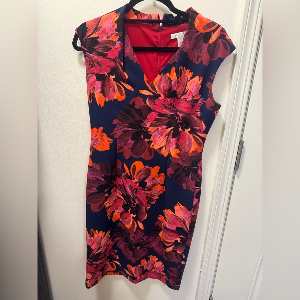 Floral Sleeveless Dress - Pink, Orange, and Navy
